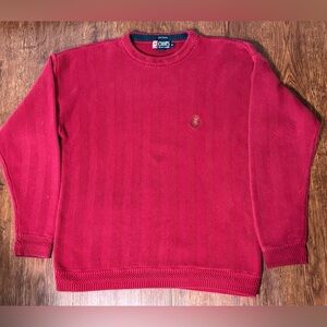 Vintage Chaps Ralph Lauren Men's Red Herringbone Crewneck Sweater Size M